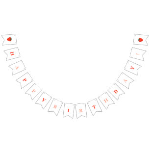 Berry First Strawberry Birthday Bunting Flags