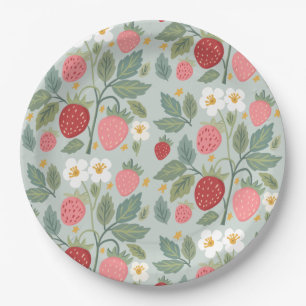 Berry First Strawberry Bouquet Birthday Paper Plate