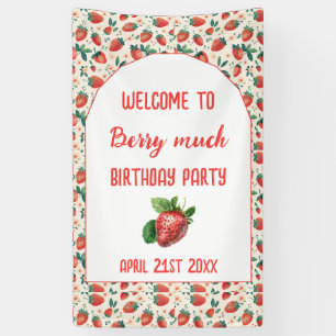 Berry First Strawberry Girl 1st Birthday Party Banner