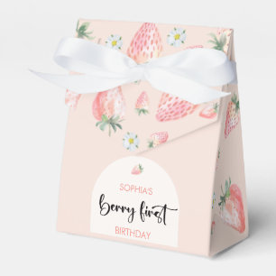 Berry first strawberry kids birthday favor box