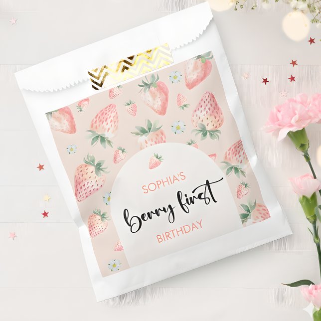 Berry first strawberry kids birthday favour bag (Creator Uploaded)