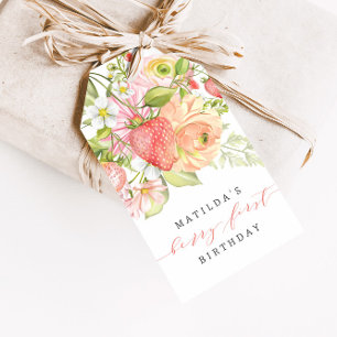 Berry First Strawberry Summer 1st Birthday Favou Gift Tags