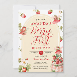 Berry First Strawberry Sweet Birthday Invitation