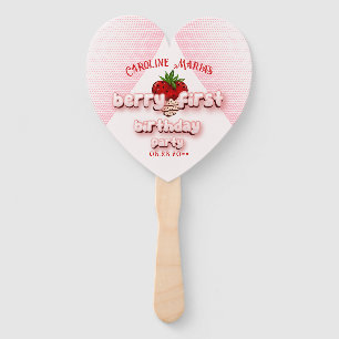 Berry First Strawbery 1st Birthday  Hand Fan