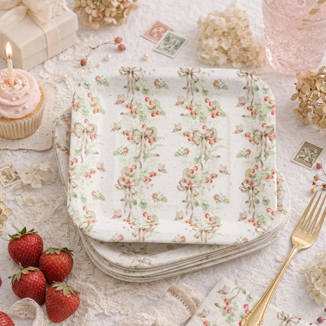 Berry Floral Pattern First Birthday Paper Plate (Creator Uploaded)