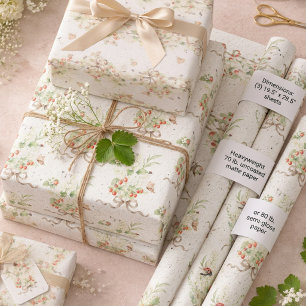 Berry Floral Vintage Gift Wrapping Paper Sheet