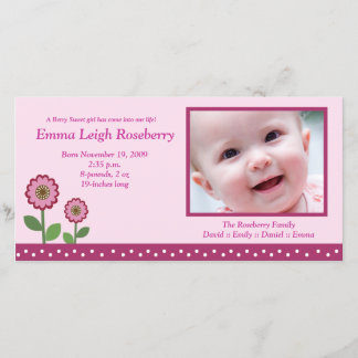 Berry Flower Garden 8x4 Photo Birth Announcement