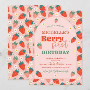 Berry fraise Première invitation d'anniversaire