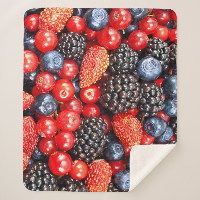 Berry-Fresh Background Mosaic Sherpa Blanket (Front)
