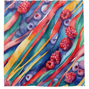 Berry Fruits and Fresh Colourful Stripes 