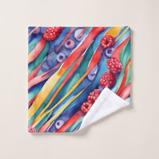 Berry Fruits and Fresh Colourful Stripes Bath Towel Set