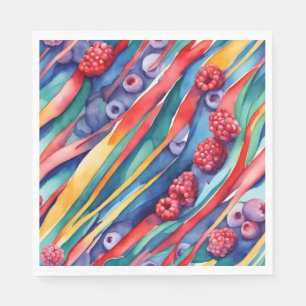Berry Fruits and Fresh Colourful Stripes  Napkin