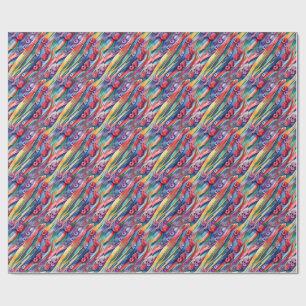 Berry Fruits and Fresh Colourful Stripes  Wrapping Paper