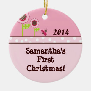 Berry Garden Ladybug Personalized Name Ornament
