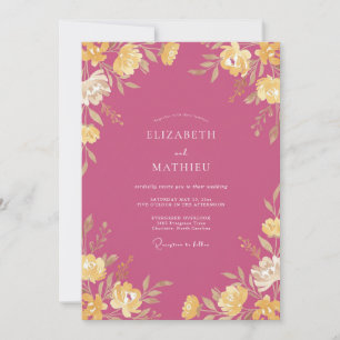 Berry Gold Wildflower Wedding Invitation