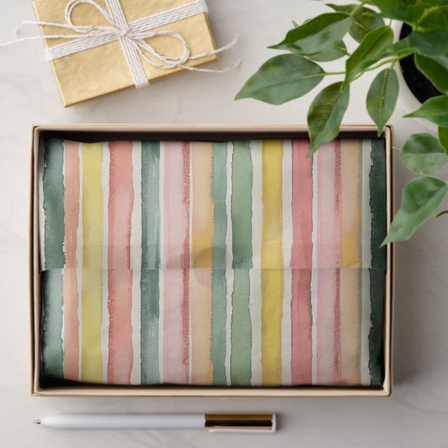 Berry Green Orange Pink Fruity Stripes Birthday Tissue Paper (Gift)