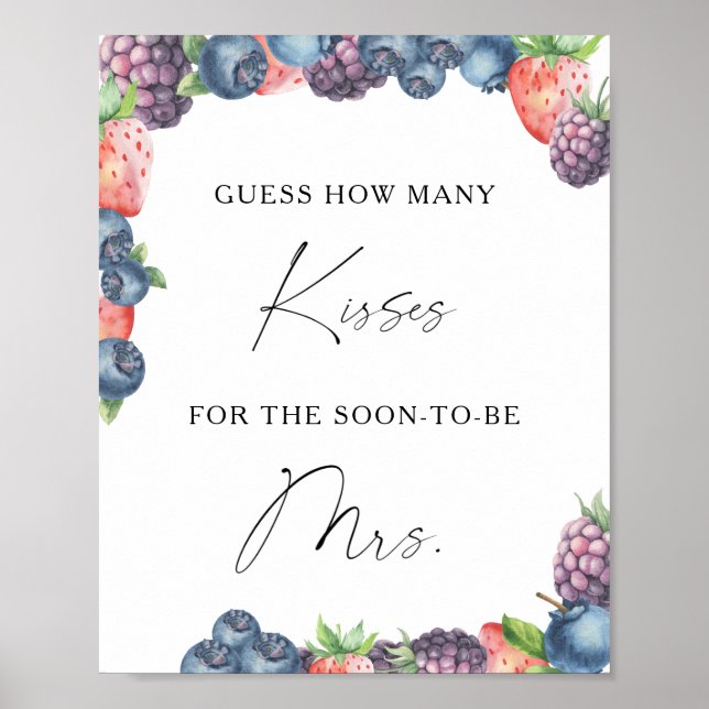 Berry - How many kisses bridal shower game Poster (Front)