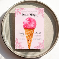 Berry Ice Cream Social Bridal Shower Invitation