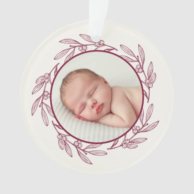 Berry Imprint Photo Holiday | Plum Ornament (Front)