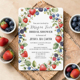Berry in Love Berries Blueberry Bridal Shower Invitation