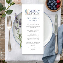 Berry in Love Blueberry Bridal Shower Menu Card
