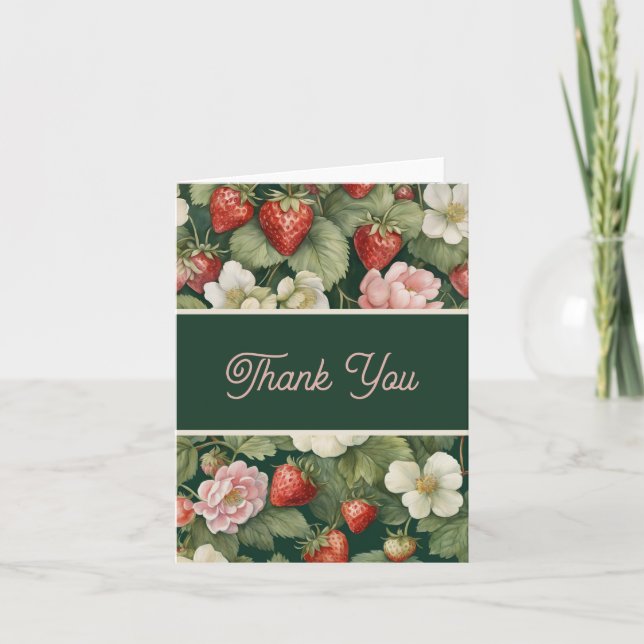 "Berry in Love" Carte de remerciement aux fraises (Devant)