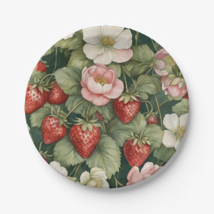 "Berry in Love" Flowers and Strawberry Paper Plate