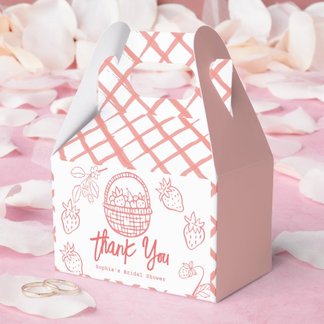 Berry in Love Hand-drawn Strawberry Bridal Shower Favor Box (Wedding)