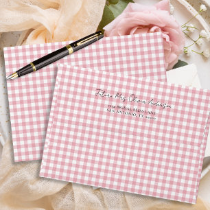Berry In Love Pink Gingham Bridal Shower Addressed Envelope