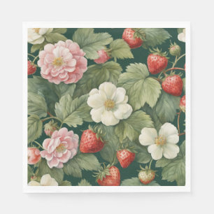 'Berry in Love' Strawberry and Floral Napkin