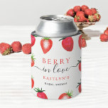 Berry In Love Strawberry Bridal Shower Favour Can Cooler<br><div class="desc">These "berry in love" sweet strawberry can coolers are perfect favours for anyone having a bridal shower this year. The design features hand painted watercolor strawberries and easy to personalize template wording. Matching items can be found in the collection.</div>