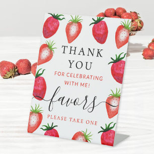 Berry In Love Strawberry Bridal Shower Favour Pedestal Sign