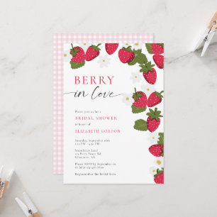 Berry in Love Strawberry Bridal Shower Gingham Invitation