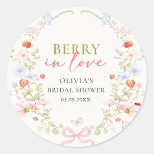 Berry In Love Strawberry Bridal Shower Sticker