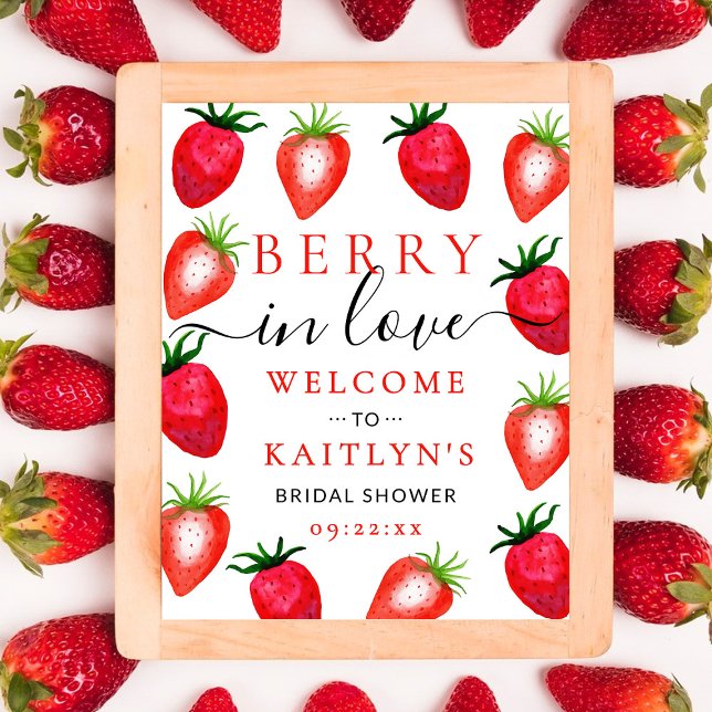Berry In Love Strawberry Bridal Shower Welcome Poster (Creator Uploaded)