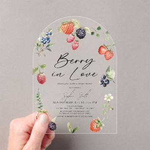 Berry in Love Watercolor Berries Bridal Shower Acrylic Invitations