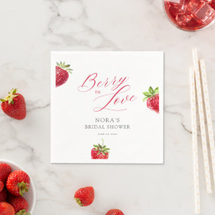 Berry in Love Watercolor Strawberry  Napkin