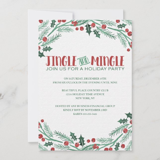 Berry Jingle and Mingle Holiday Party Invitations (Front)