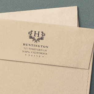 Berry Laurel Monogram Return Address Stamp