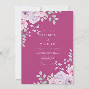 Berry Lavender Petal Wedding Invitation