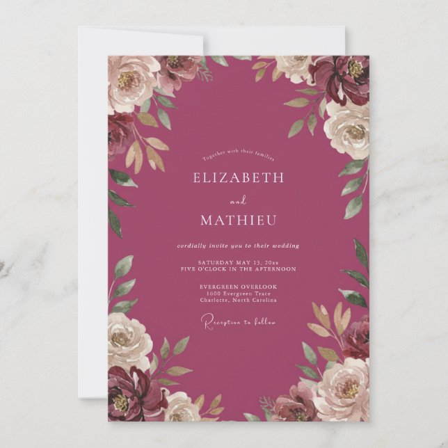 Berry Leafy Vine Wedding Invitation (Front)