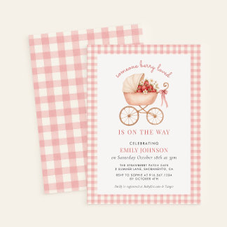 Berry Loved Strawberry Girl Baby shower Invitation