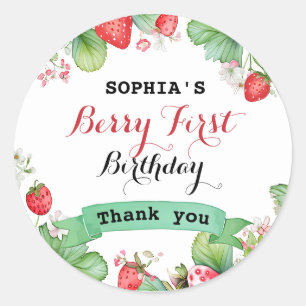 Berry Lovely First Birthday Classic Round Sticker