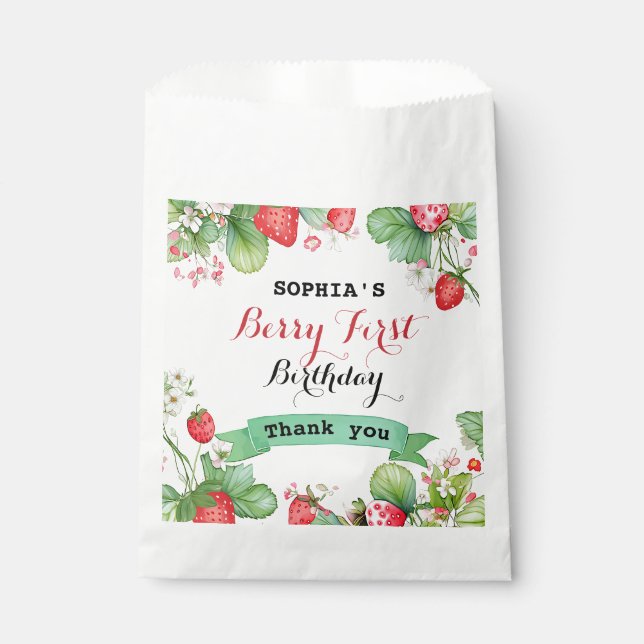 Berry Lovely First Birthday Favour Bag (Front)