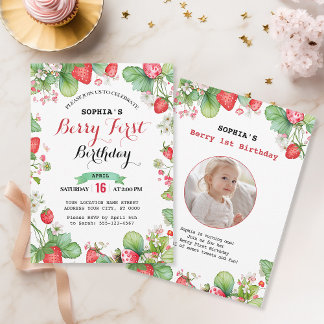 Berry Lovely First Birthday Invitation