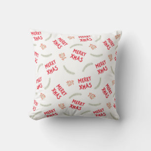Berry Merry: Cheerful Christmas Text Throw Pillow