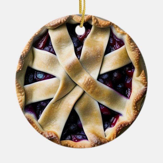 Berry Merry Christmas Cutie Pie  | Food Pun Humour Ceramic Ornament (Front)