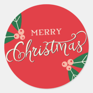 Berry Merry Christmas Gift Tag Sticker
