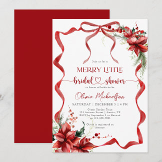 Berry Merry Little Christmas Floral Bridal Shower Invitation