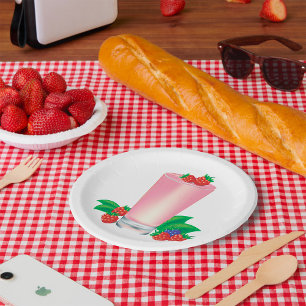 Berry Milkshake Drink Paper Plates